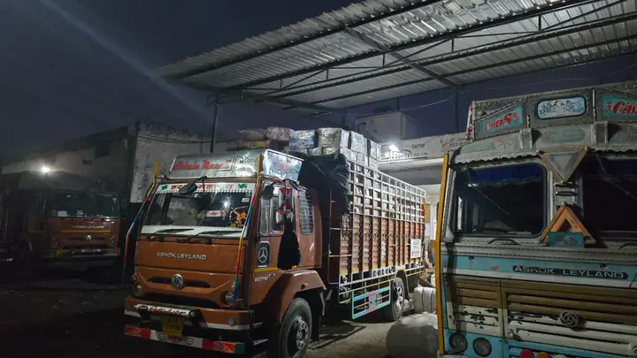 Fully loaded Ashok Leyland truck of Shimla Manali Goods Carrier ready to leave for Himachal Pradesh